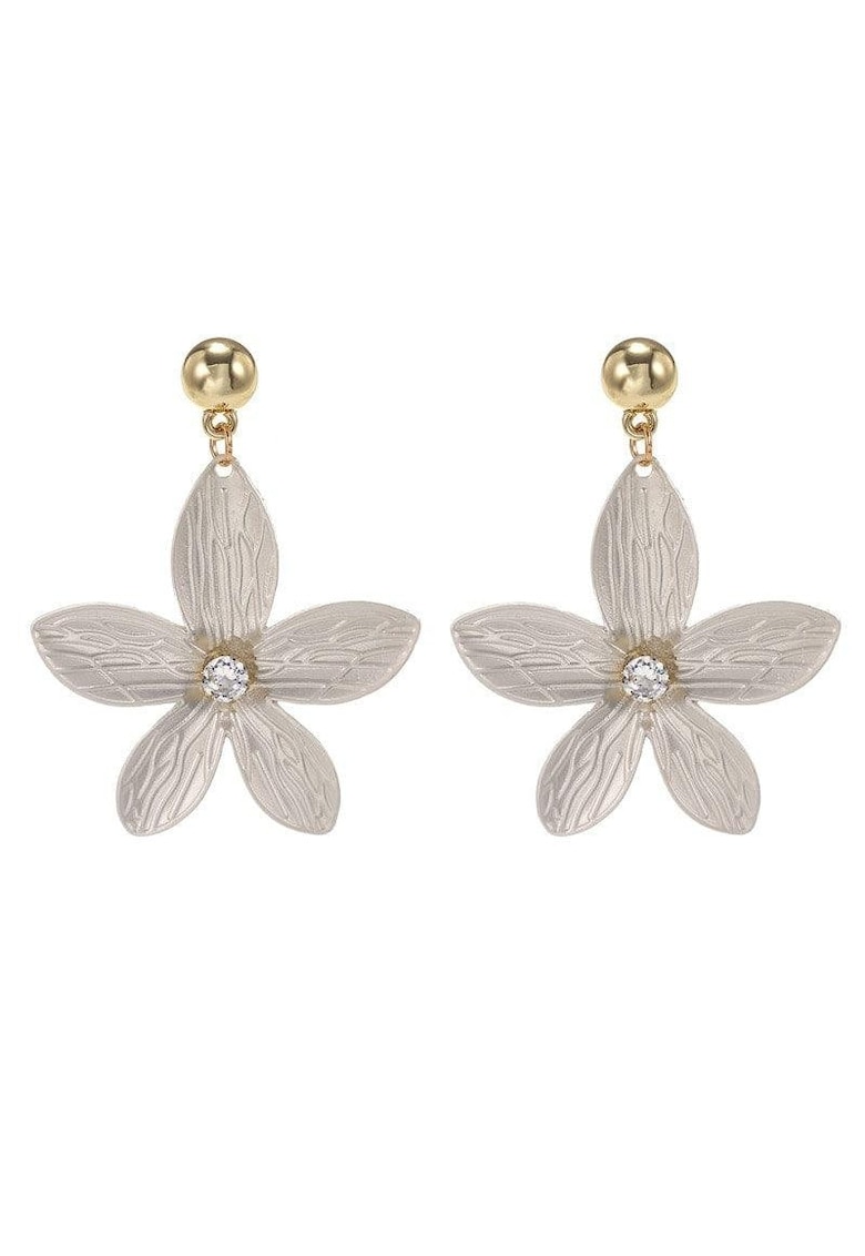 Cercei aurii - cu floare argintie - Fleming C3 -