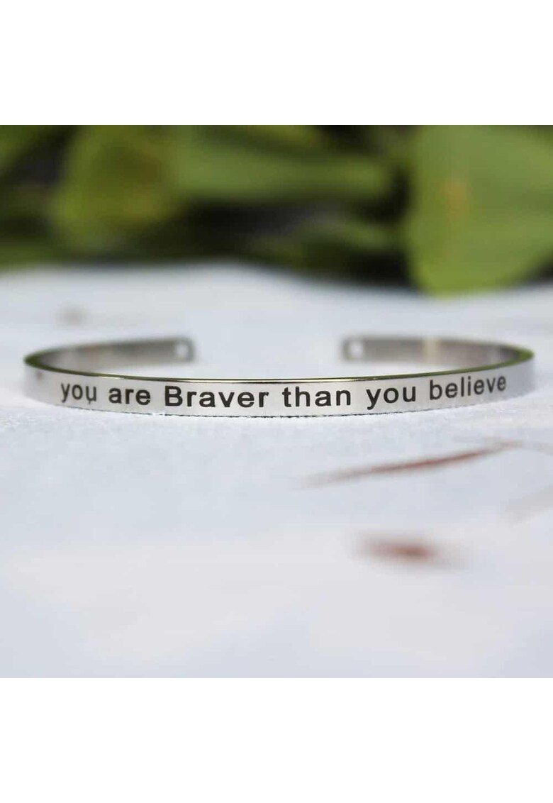 Bratara ajustabila - argintie - gravata You are braver than you believe P7 -