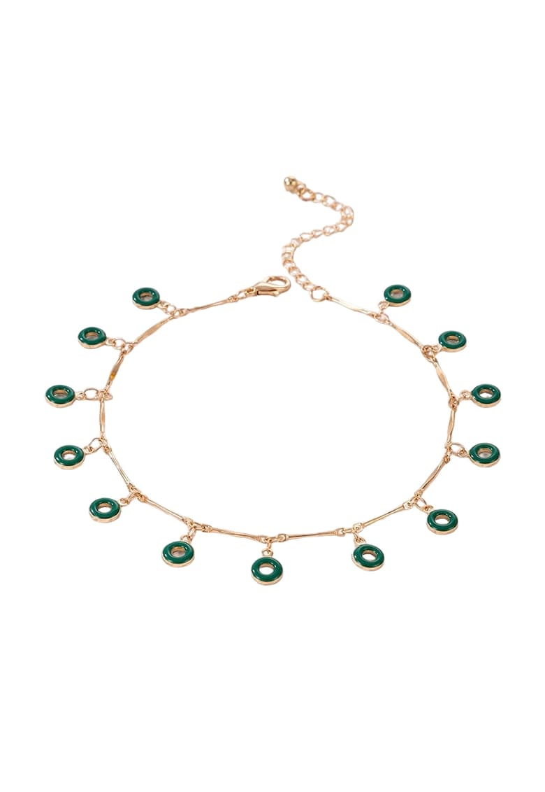Bratara de picior - aurie - cu cerculete verzi - Chelsie C33 -