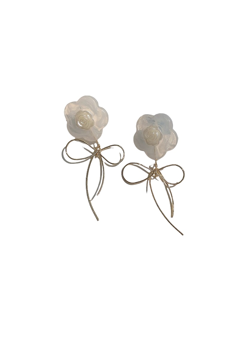 Cercei aurii - forma de floare - cu fundita - Eloise C16 -