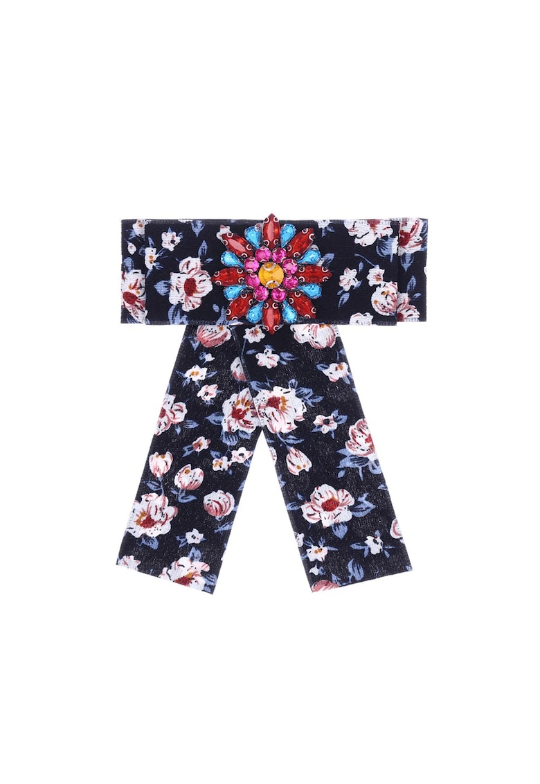Brosa tip jabou - cu flori si pietre multicolore - Sabrin C21 - - Bleumarin