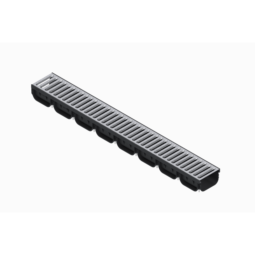 Rigola cu gratar Standart Park, clasa A15, polipropilena, 100 x 12.5 x 7 cm