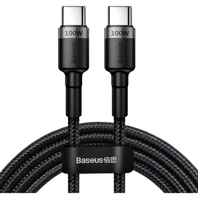 Cablu de Date si Incarcare Cafule 2xUSB Type-C Quick Charge 3.0 100W 5A 2m Negru/Gri