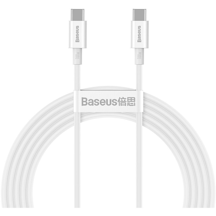 Cablu de date Superior, 2x USB Type-C, 100W, 2m, Alb
