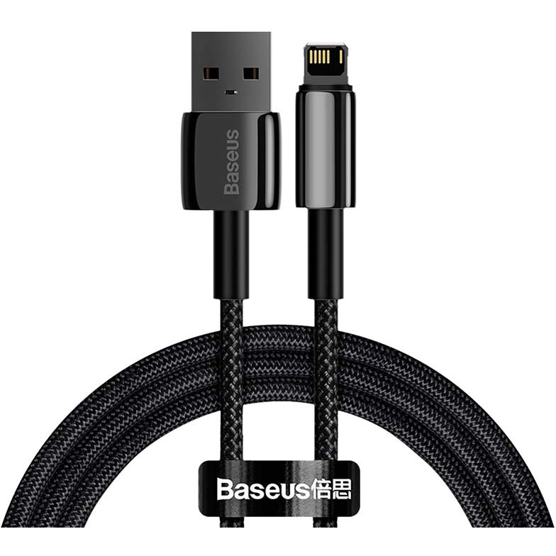 Cablu de date Tungsten Gold, USB/Lightning, 2.4A, 1m, Negru