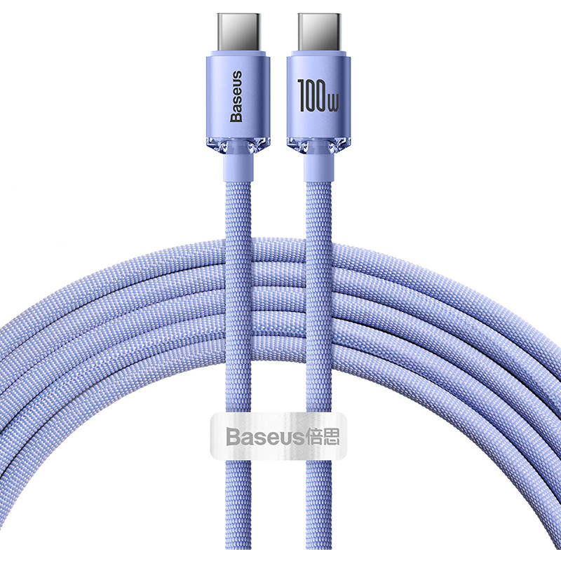 Cablu Date/Incarcare Crystal Shine 2x USB Type-C PD 100W 3A 1.2m Mov