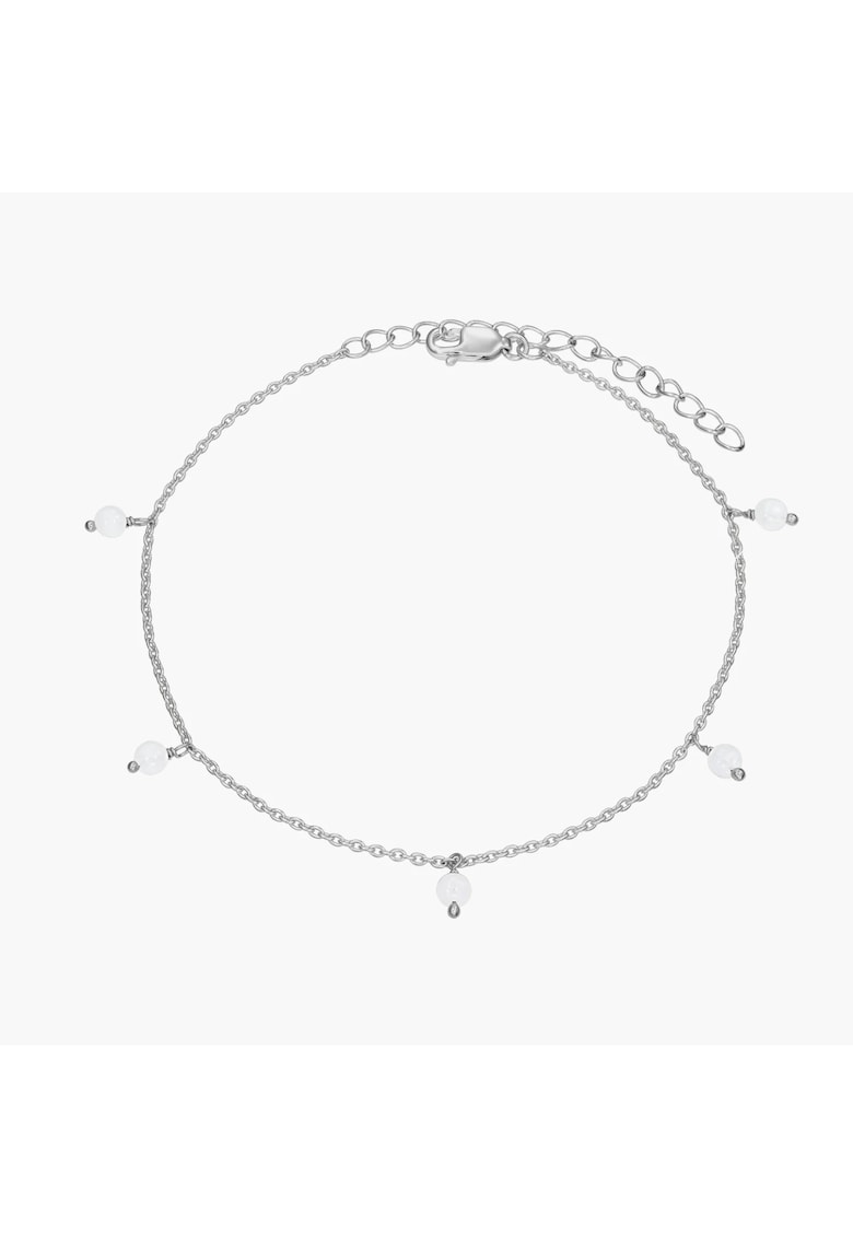 Bratara de picior din argint Gem Droplet - Piatra Lunii - 21-26 cm