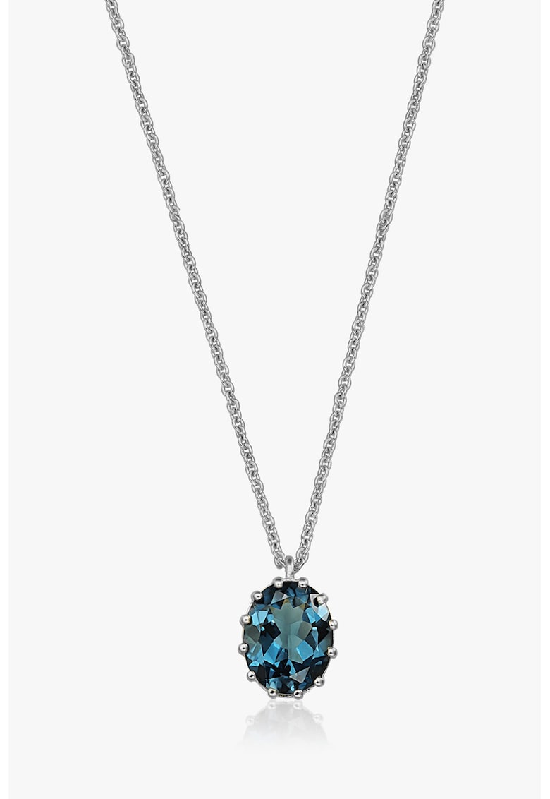 Colier din argint veritbail 925 cu topaz Serene - Argintiu/Bleumarin