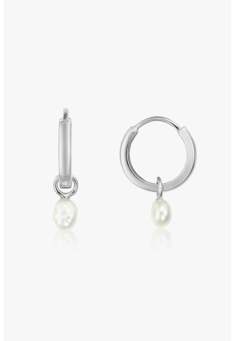 Cercei din argint veritabil 925 decorati cu perle Little Drop - Alb/Argintiu