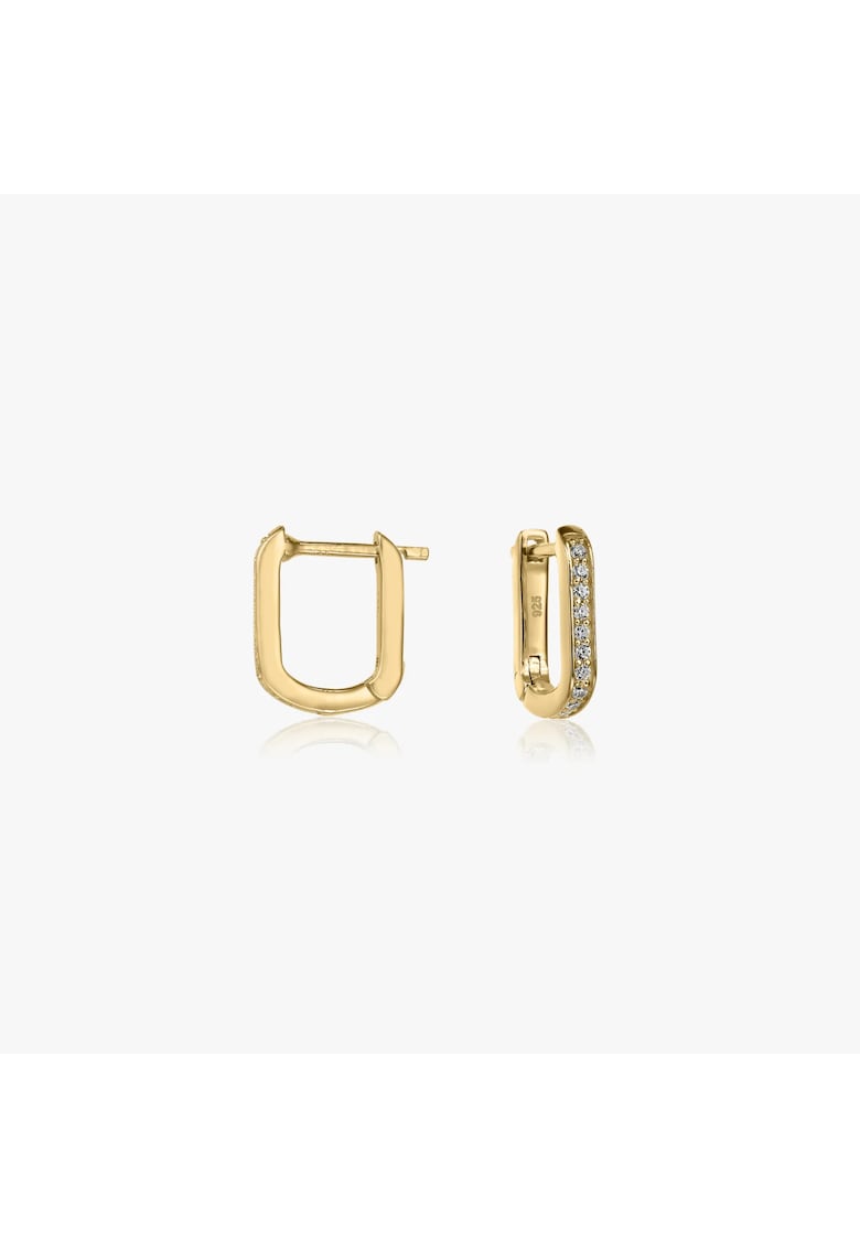 Cercei din argint Golden U Hoops - Zirconiu