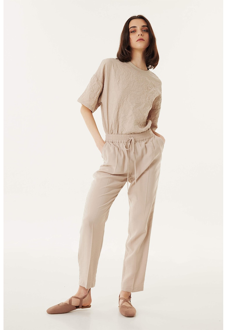 Pantaloni jogger cu snur - Maro deschis