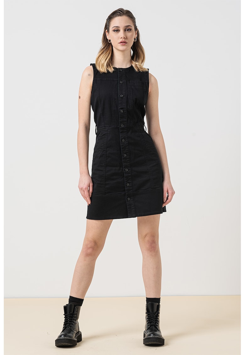 Rochie mini cu nasturi - Negru