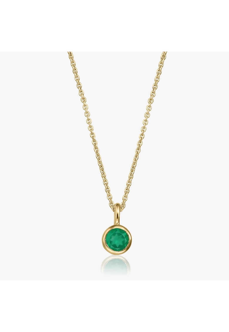 Colier din argint Birthstone Golden May - Onix Verde - 40-50 cm