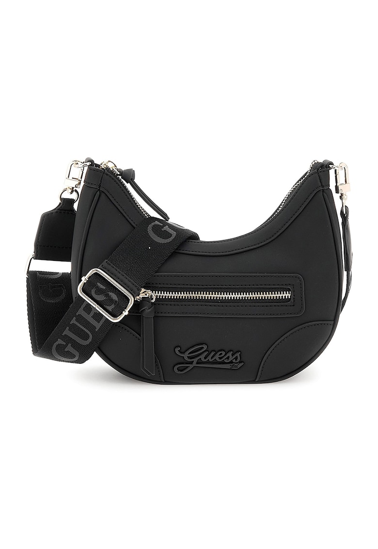 Geanta crossbody de piele ecologica cu bareta ajustabila - Negru stins