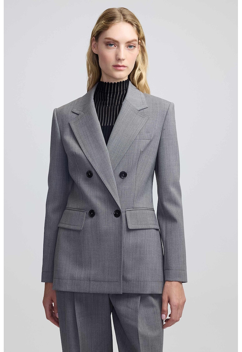 Sacou slim-fit din amestec de lana - Gri