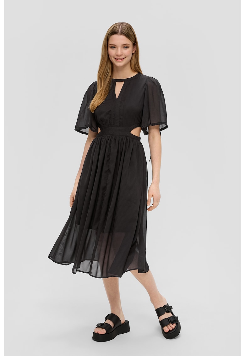 Rochie midi cu decupaje laterale - Negru