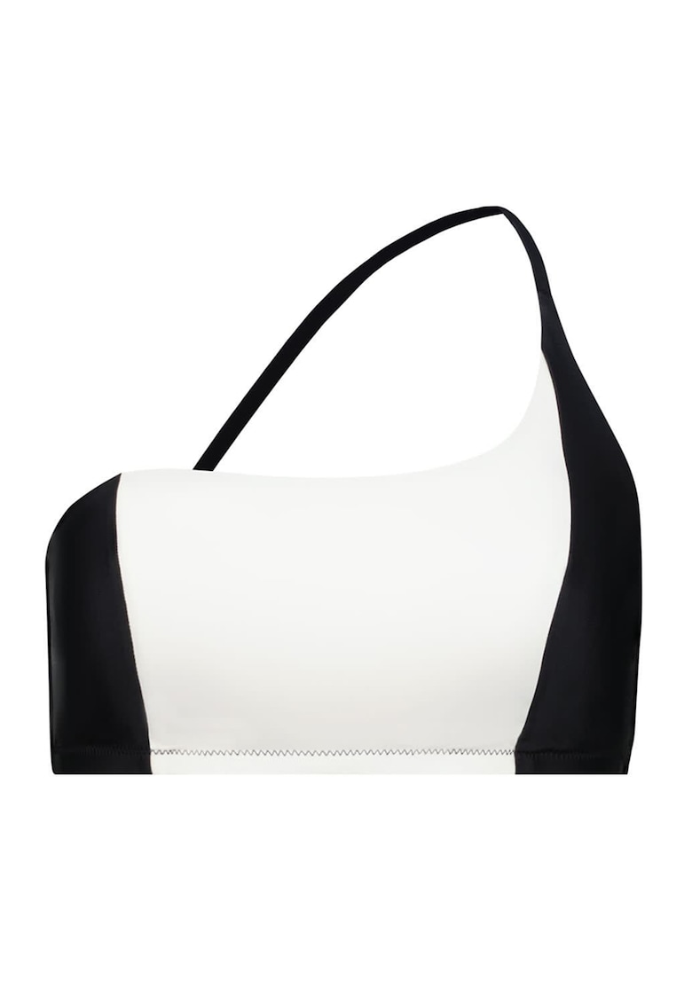 Sutien de baie cu model uni - Alb fildes/Negru
