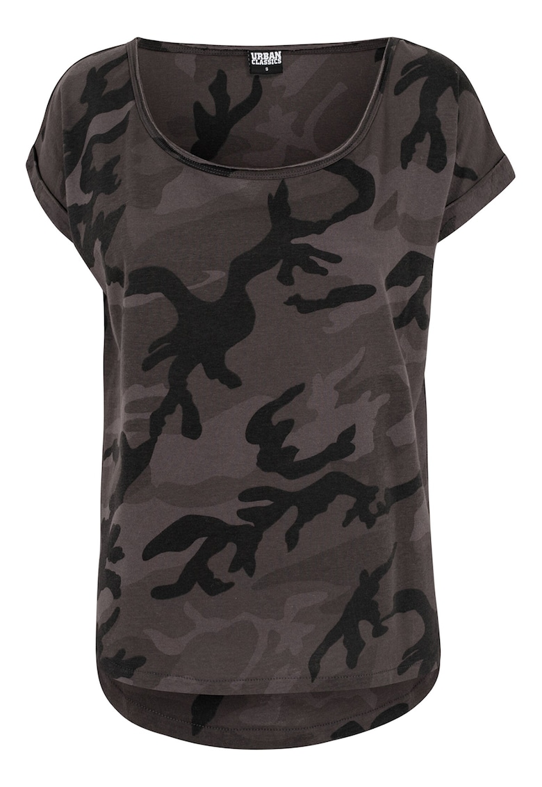 Tricou cu imprimeu camuflaj - Negru/Grej
