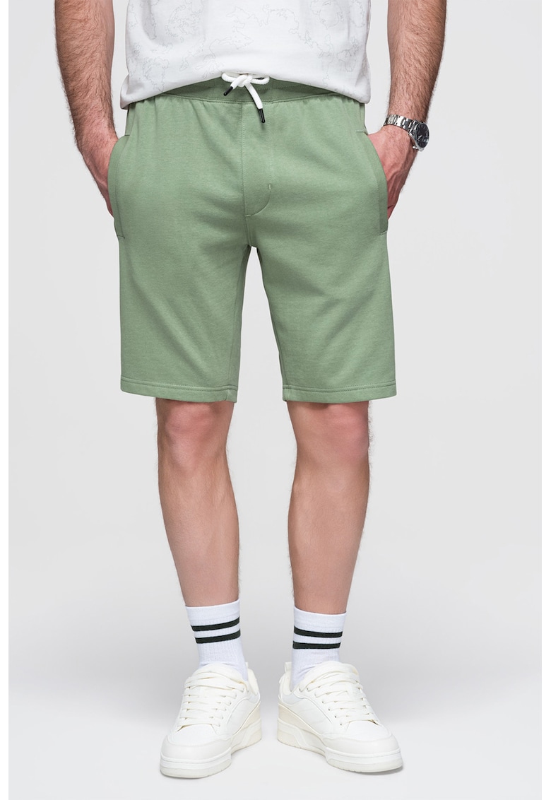 Pantaloni scurti din bumbac cu talie ajustabila - Verde aquamarin