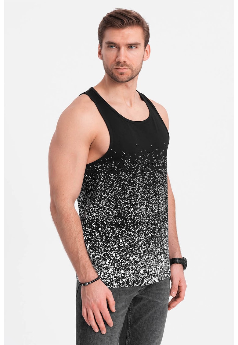 Top din bumbac cu decupaj racerback - Alb/Negru