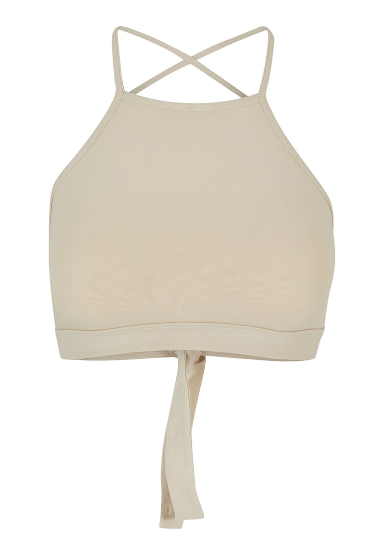Top crop din amestec de bumbac - Bej