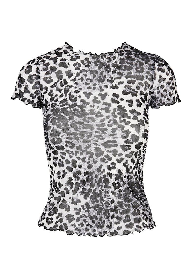 Tricou slim fit semitransparent - Alb/Negru