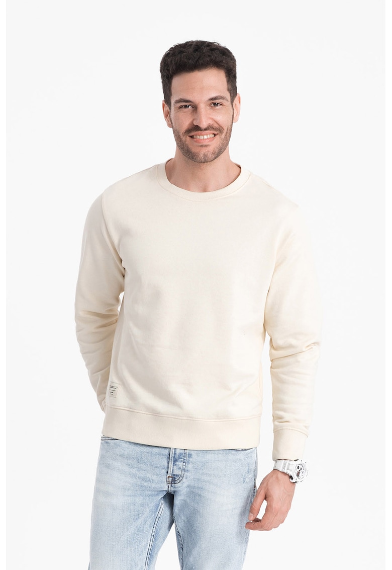 Bluza de trening din bumbac cu decolteu la baza gatului - Crem