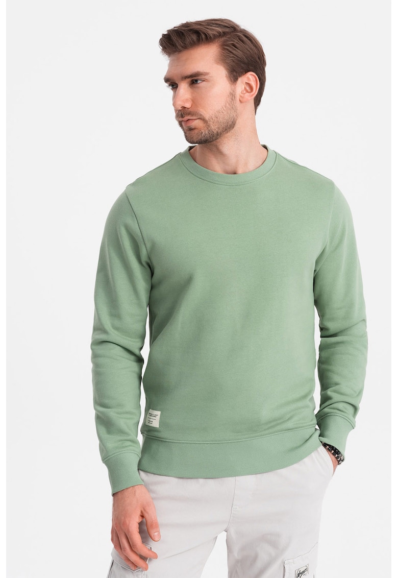 Bluza de trening din bumbac cu decolteu la baza gatului - Verde fistic