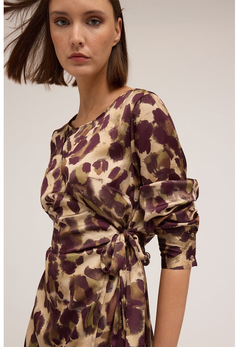 Rochie petrecuta cu animal print - Maro/Bej