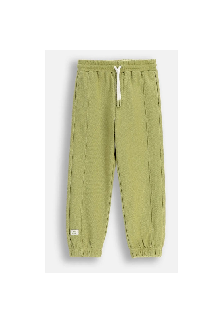 Pantaloni copii -  trening - verde masliniu - bumbac - cu buzunare