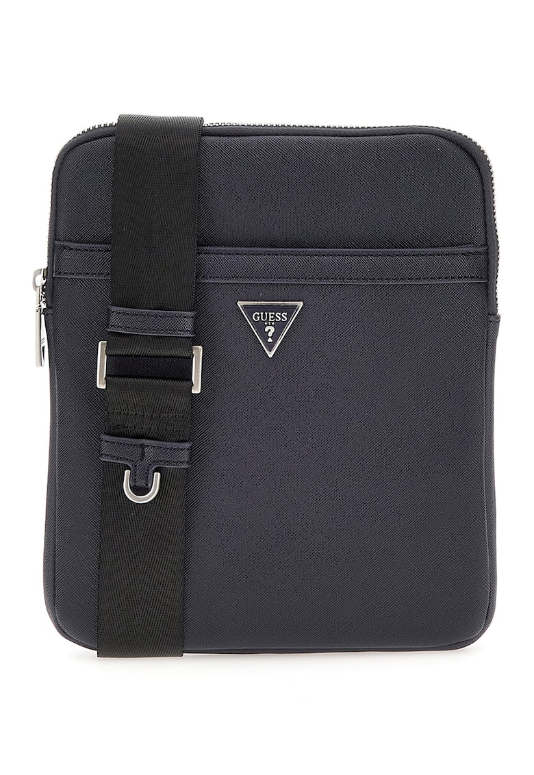 Geanta crossbody de piele ecologica cu logo Certosa - Albastru inchis