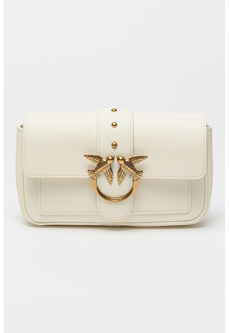 Geanta crossbody de piele Love One - Alb murdar