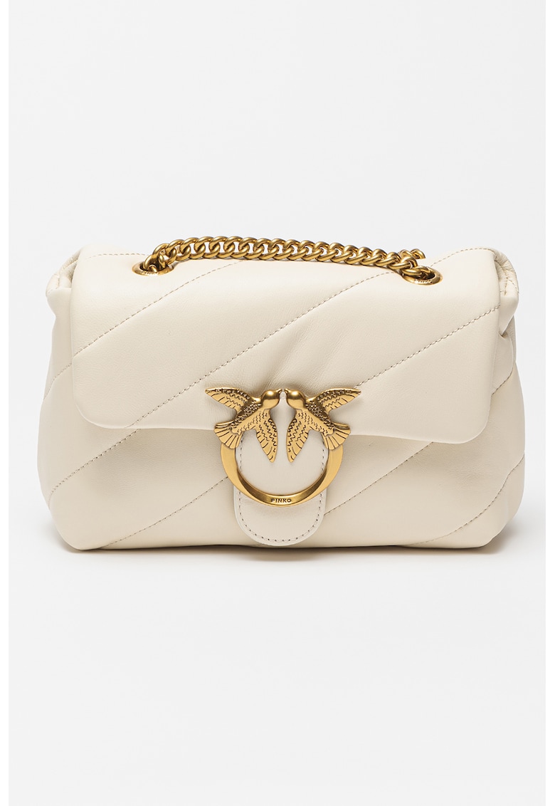 Geanta crossbody de piele Love Mini Puff - Crem - 15x21x9