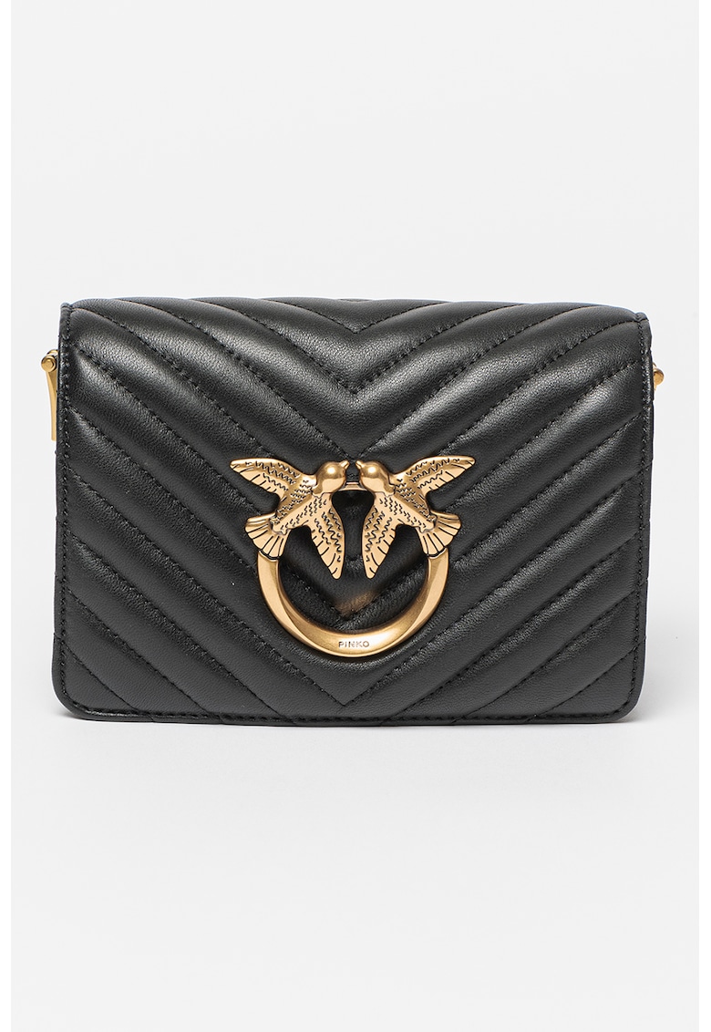 Geanta crossbody de piele Love Click - Negru