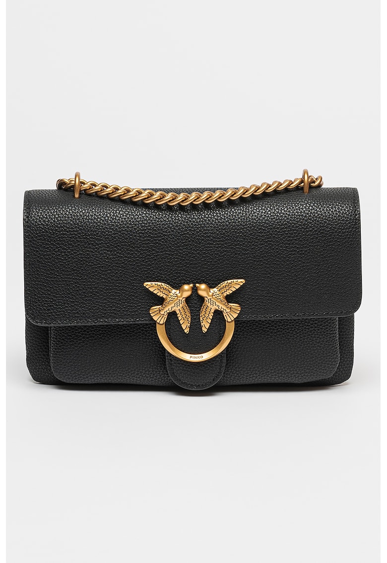 Geanta crossbody de piele Love Soft - Negru