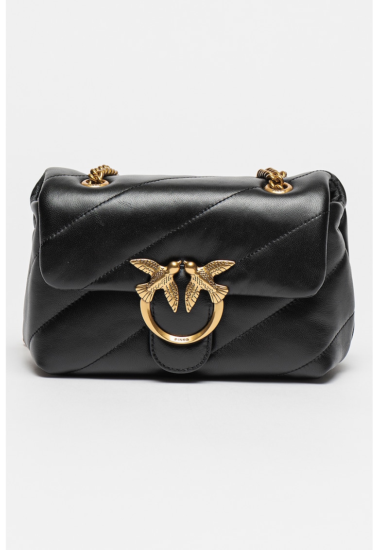 Geanta crossbody de piele Love Mini Puff - Negru - 15x21x9