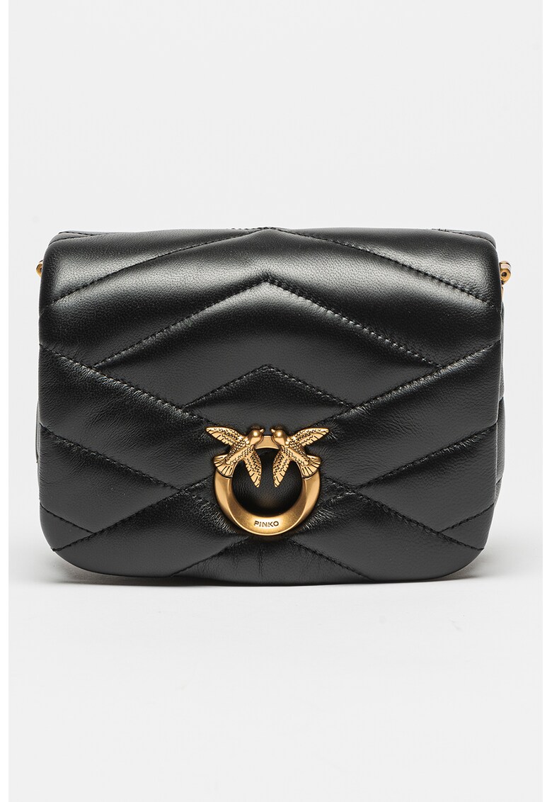Geanta crossbody din piele Love Click Puff - Negru