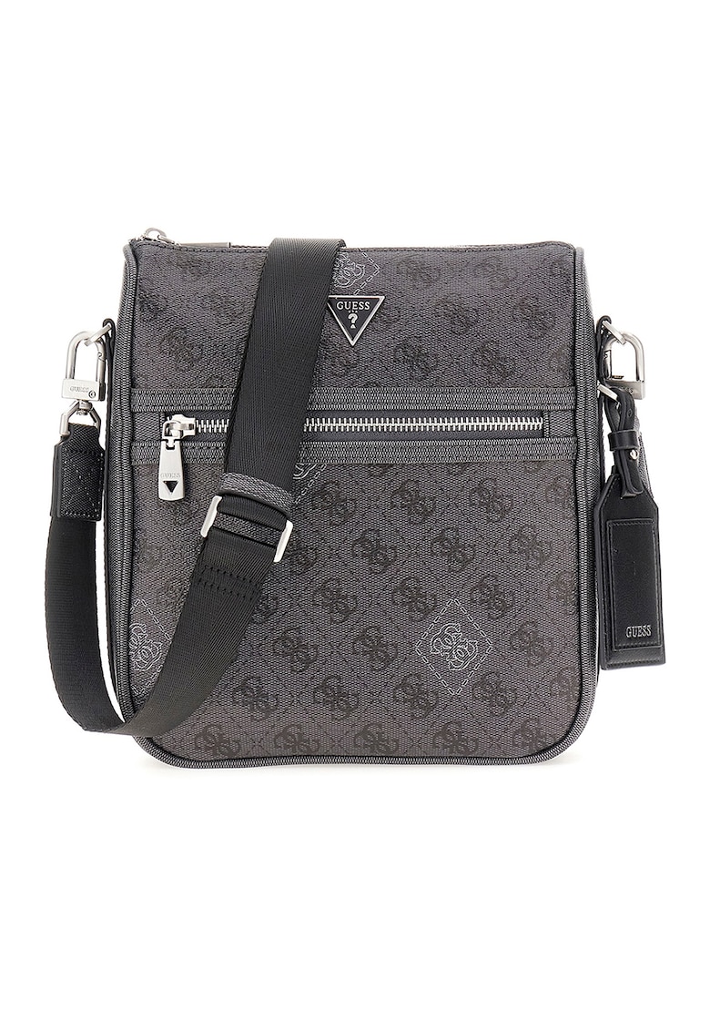 Geanta crossbody din piele ecologica cu model monograma - Gri inchis