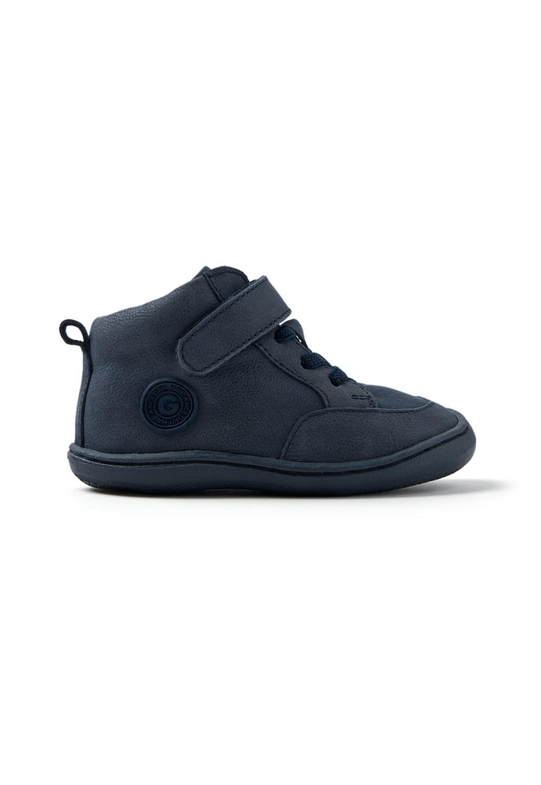 Ghete de piele cu bareta velcro - Bleumarin