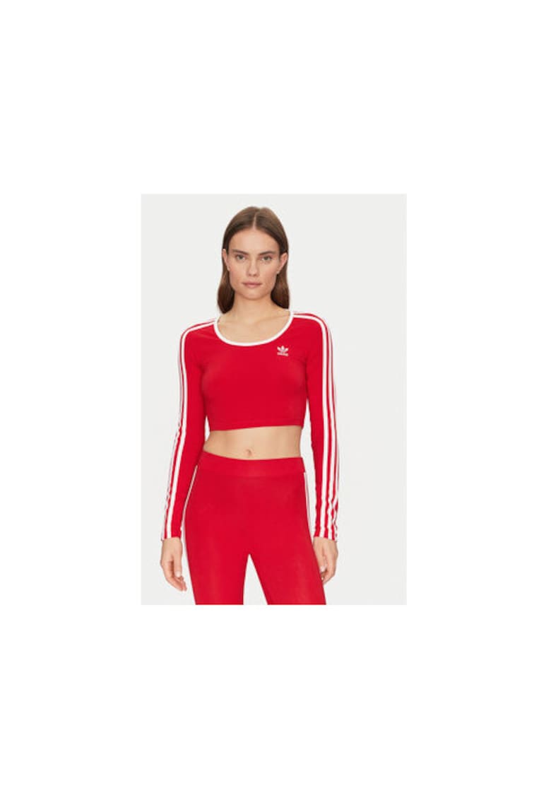 Bluza uni crop cu decolteu rotund