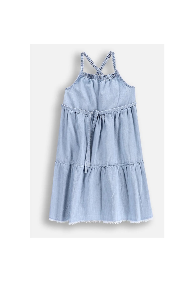 Rochie din chambray cu terminatie franjurata -