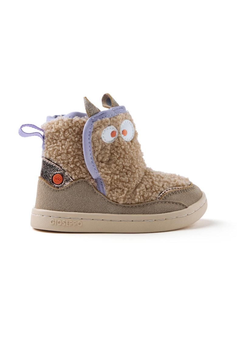 Ghete cu velcro si model animal print - Maro taupe