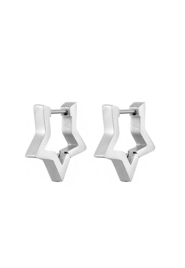 Cercei argintii - din otel inoxidabil - forma de stelute - suflati cu aur 18k - Hariette C1