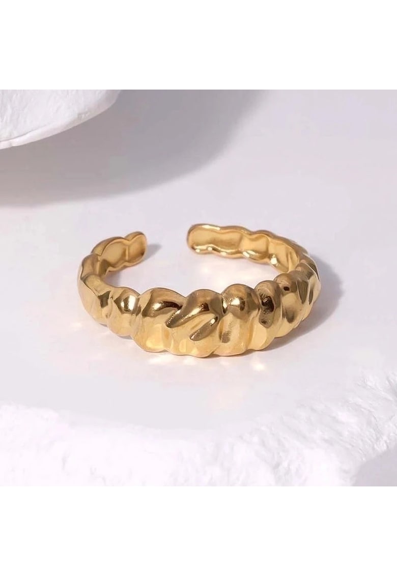 Inel auriu - reglabil - din otel inoxidabil - suflat cu aur 18k - forma croissant - Paula C8