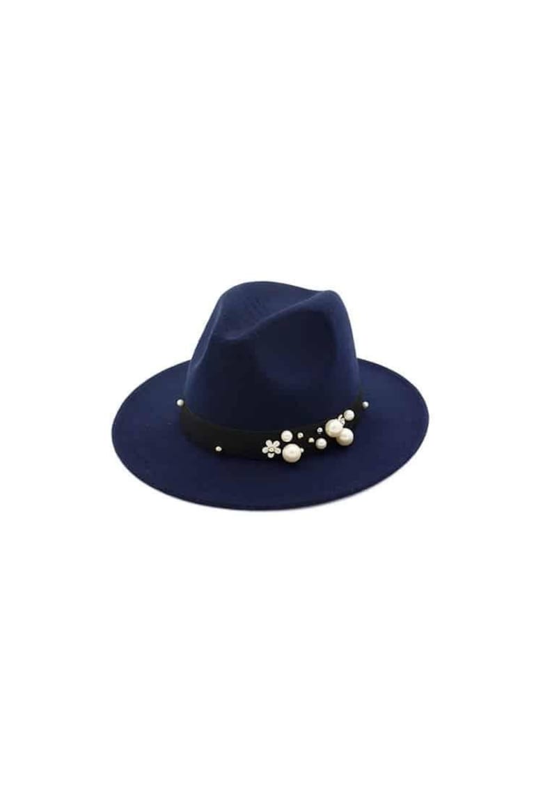 Palarie dama - bleumarin - cu perle - Nando -