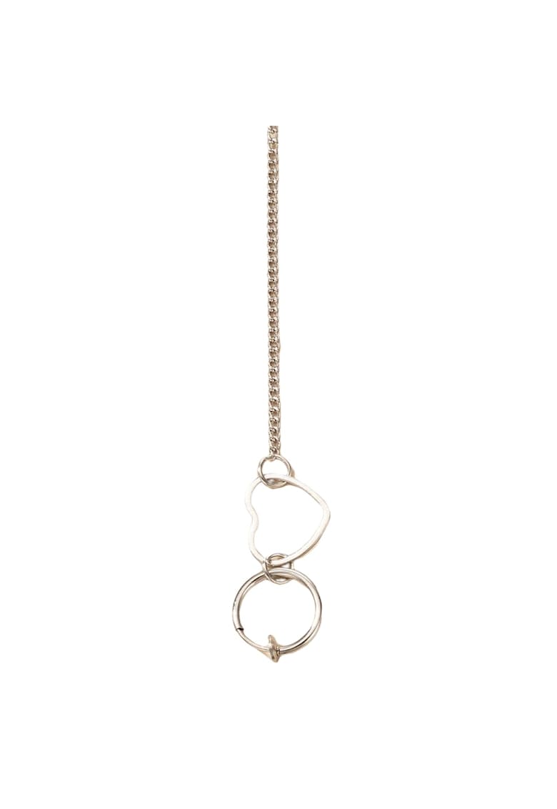 Cercel ear cuff - argintiu - cu lant si inima - Stela C26 -