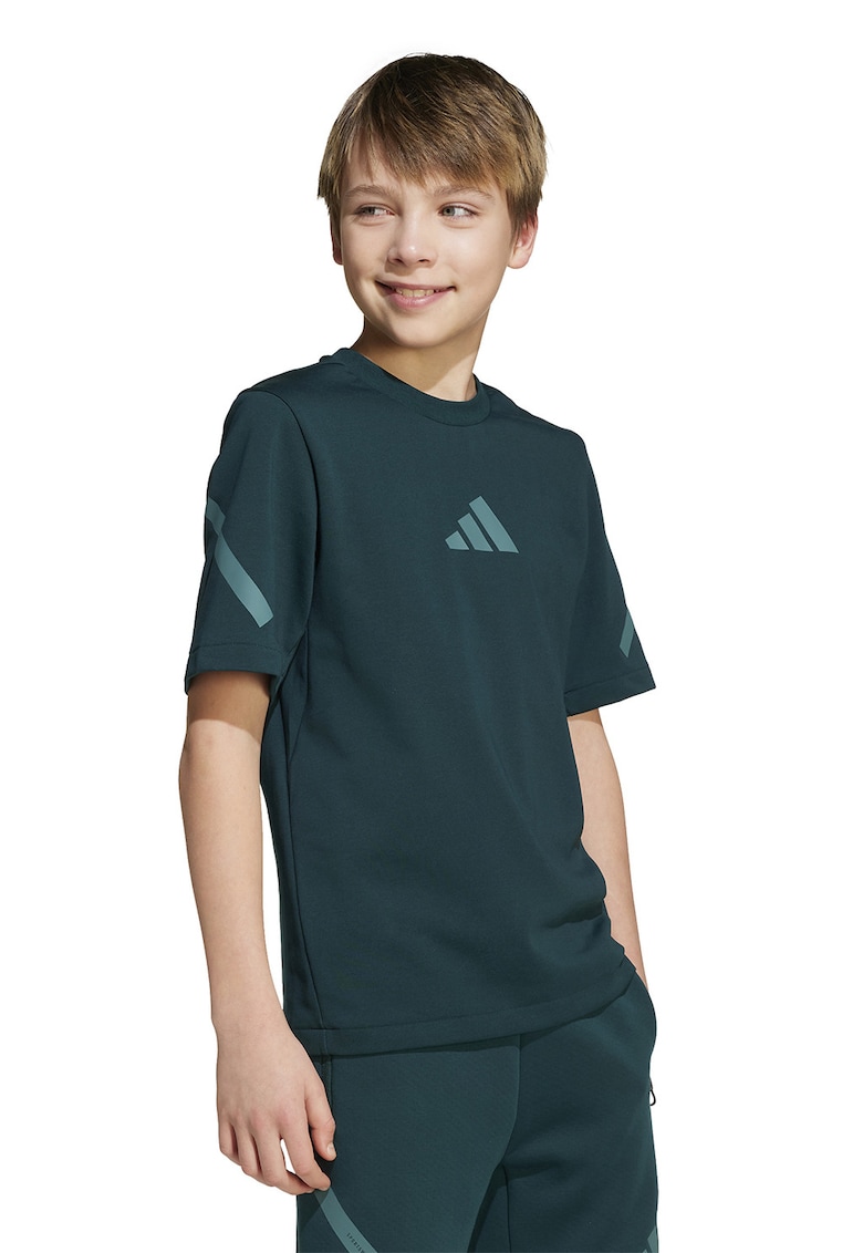 Tricou cu logo pe piept ZNE - Verde inchis