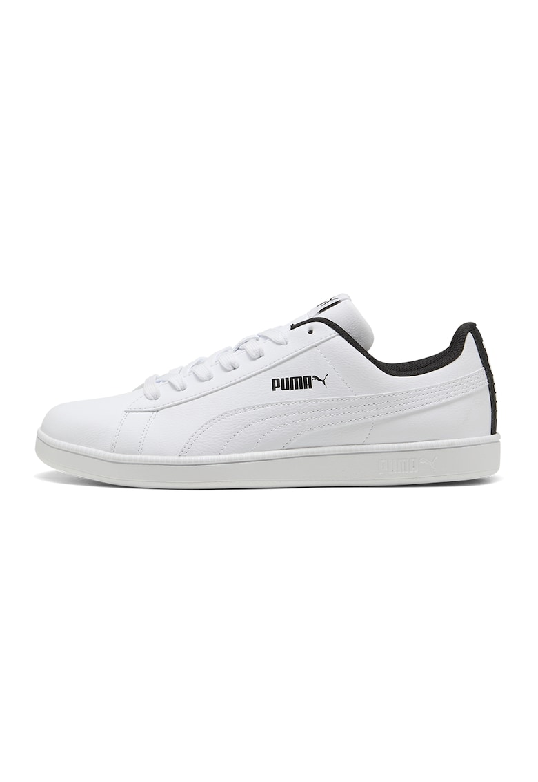 Pantofi sport de piele ecologica cu talpa plata 372605 - Negru/Alb optic