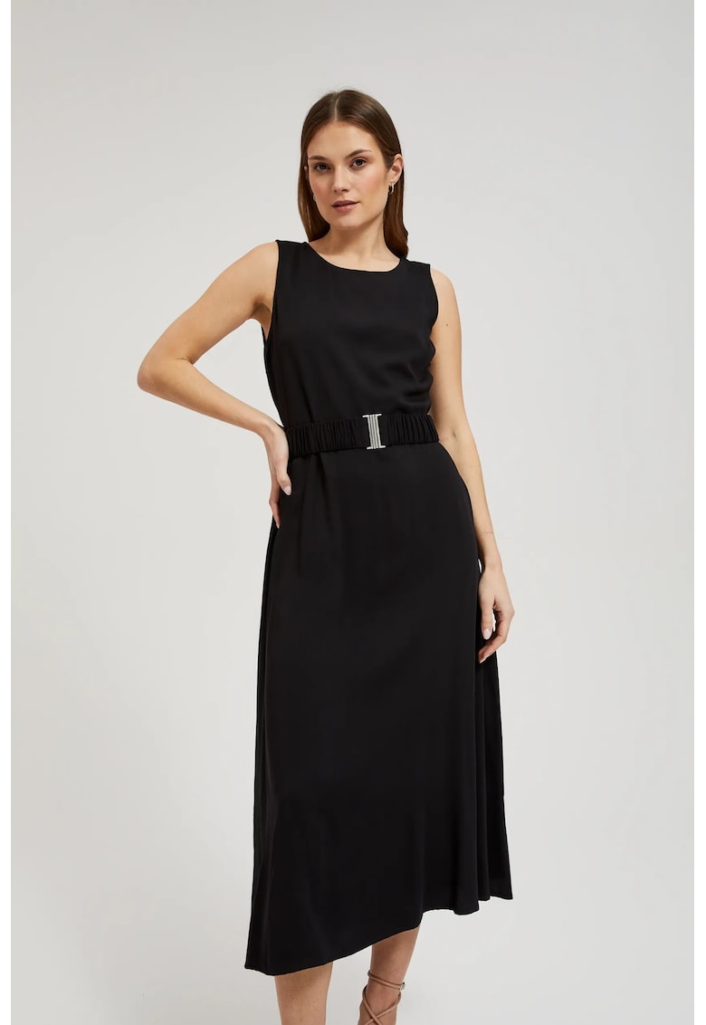 Rochie midi uni  L-SU-4334 - Negru