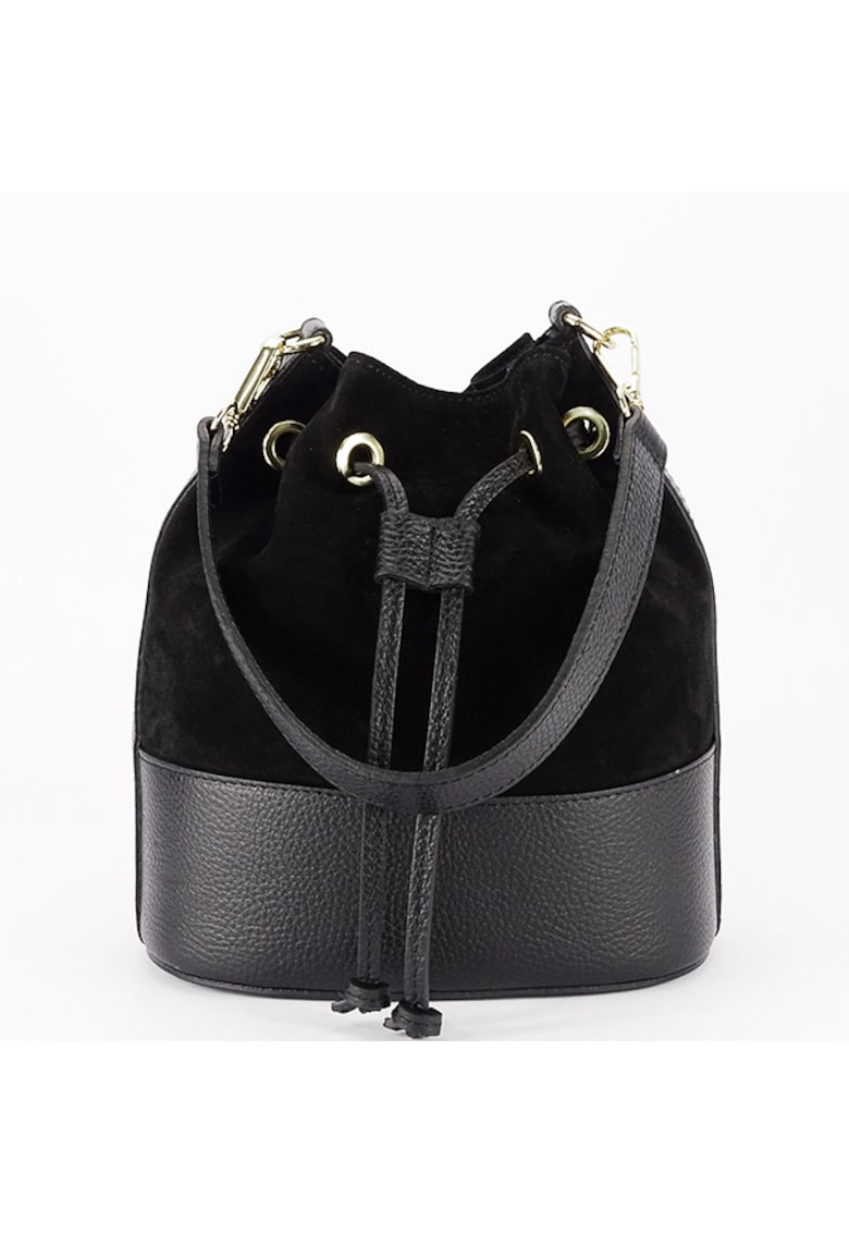 Geanta neagra tip sac din piele naturala 1313 M9 18089 - Negru